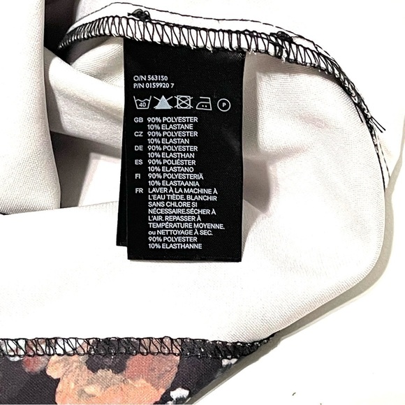 H&M Woman Black Blue Floral Peplum Midi Dress Size 4 - Picture 10 of 15